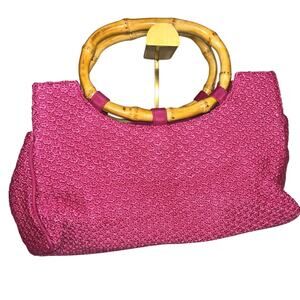 #131 The Sac Pink Raffia Top Handle Handbag
